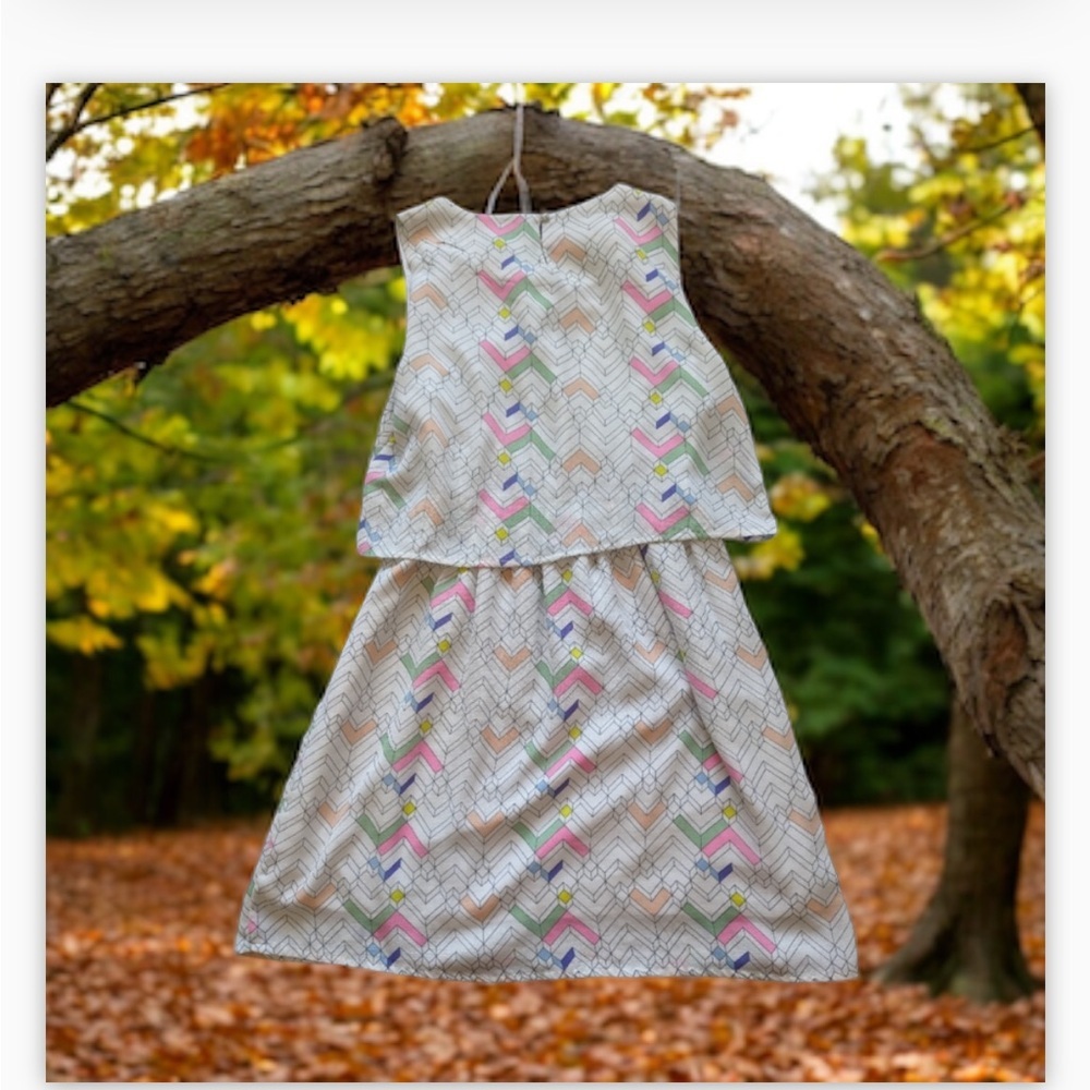 ModCloth Compania Fantastica Chevron Tiered Mini Dress M EUC Pop Art Abstract - Picture 12 of 16